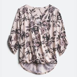 Surplice Floral Knit Top
